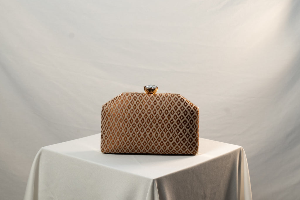 Brown Hexagon Clutch  Bag