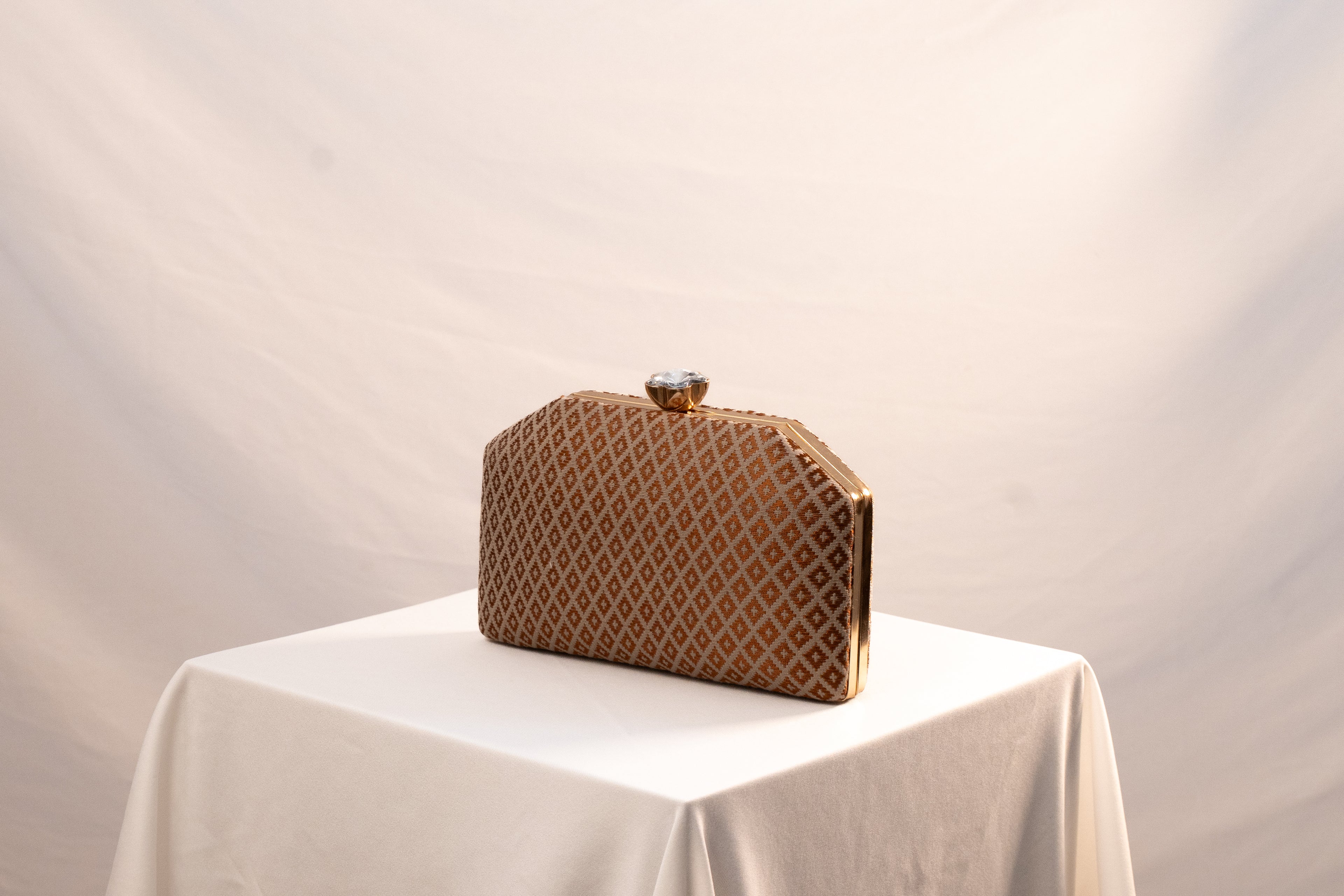 Brown Hexagon Clutch  Bag