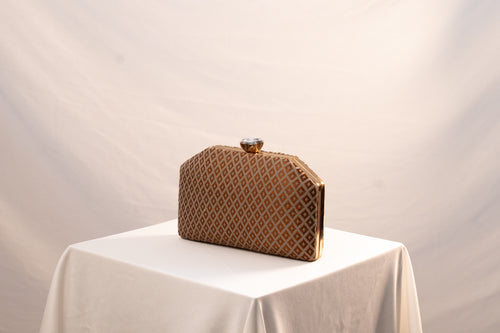 Brown Hexagon Clutch  Bag