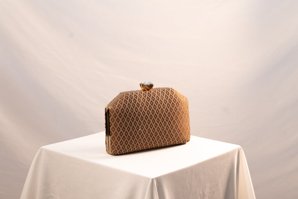 Brown Hexagon Clutch  Bag