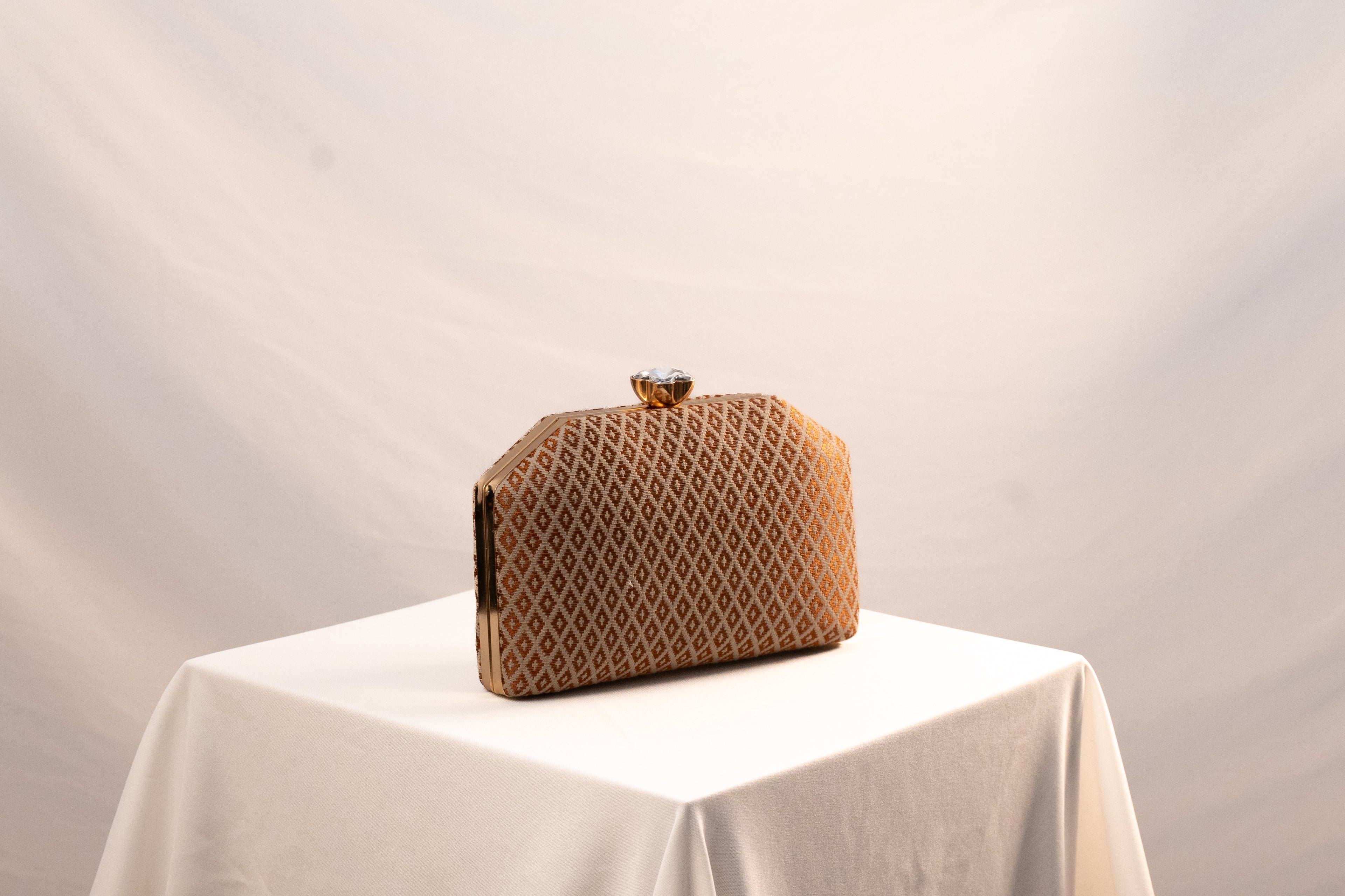 Brown Hexagon Clutch  Bag