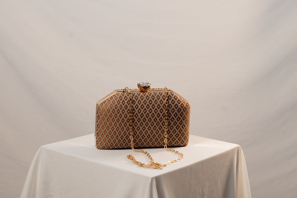 Brown Hexagon Clutch  Bag