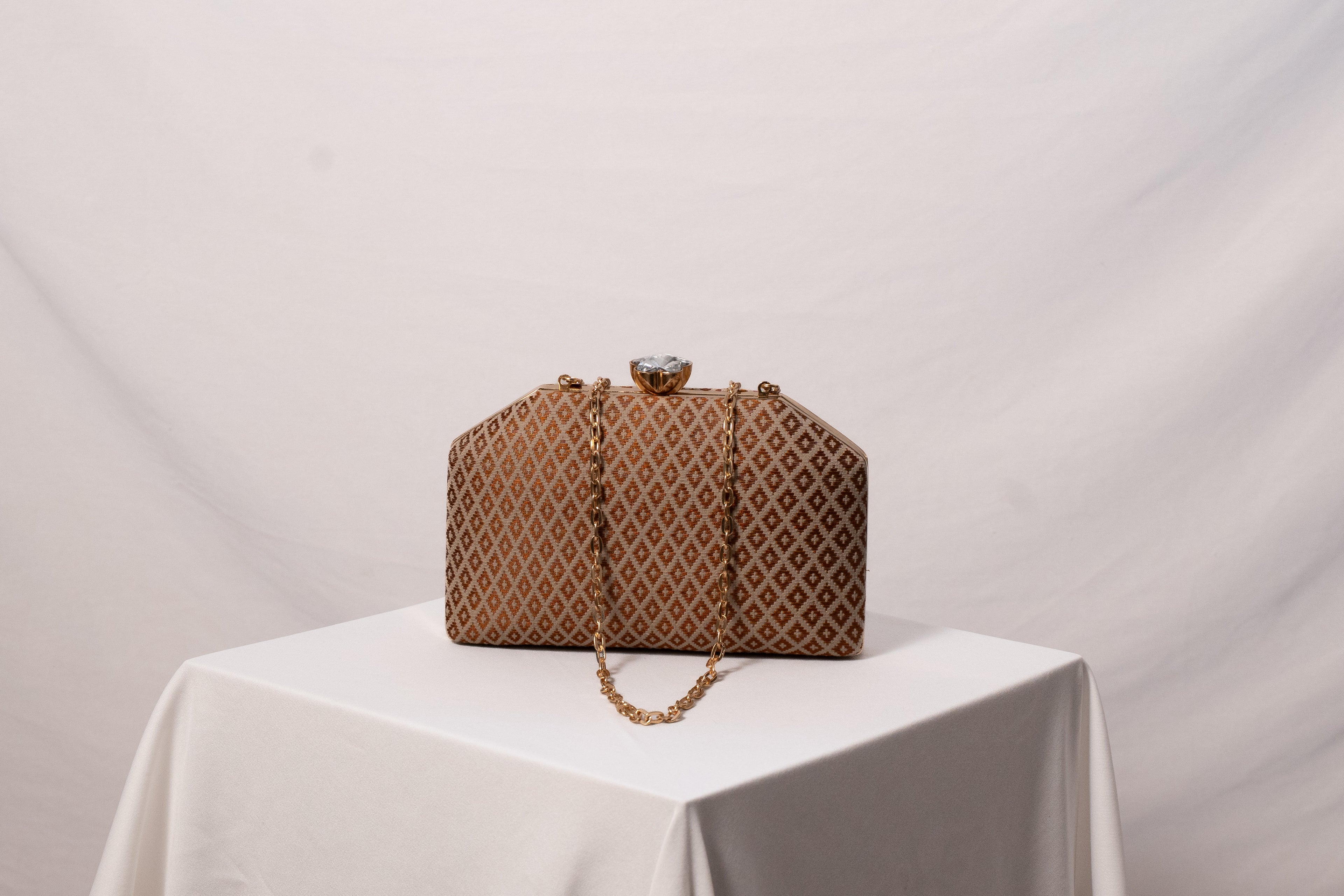 Brown Hexagon Clutch  Bag