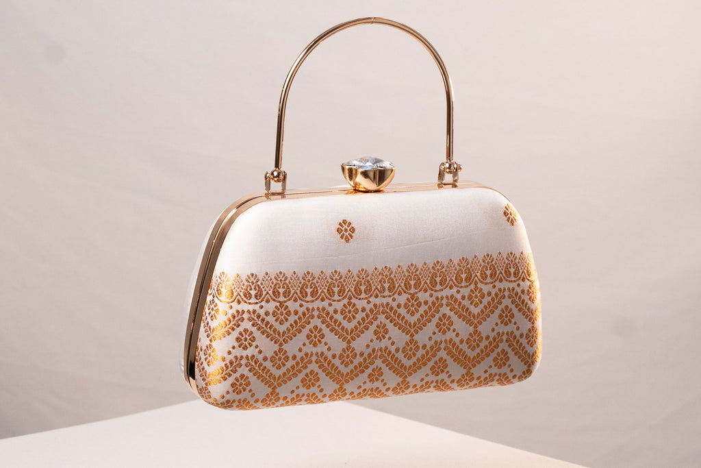 Ivory and Golden Mekhela Purse