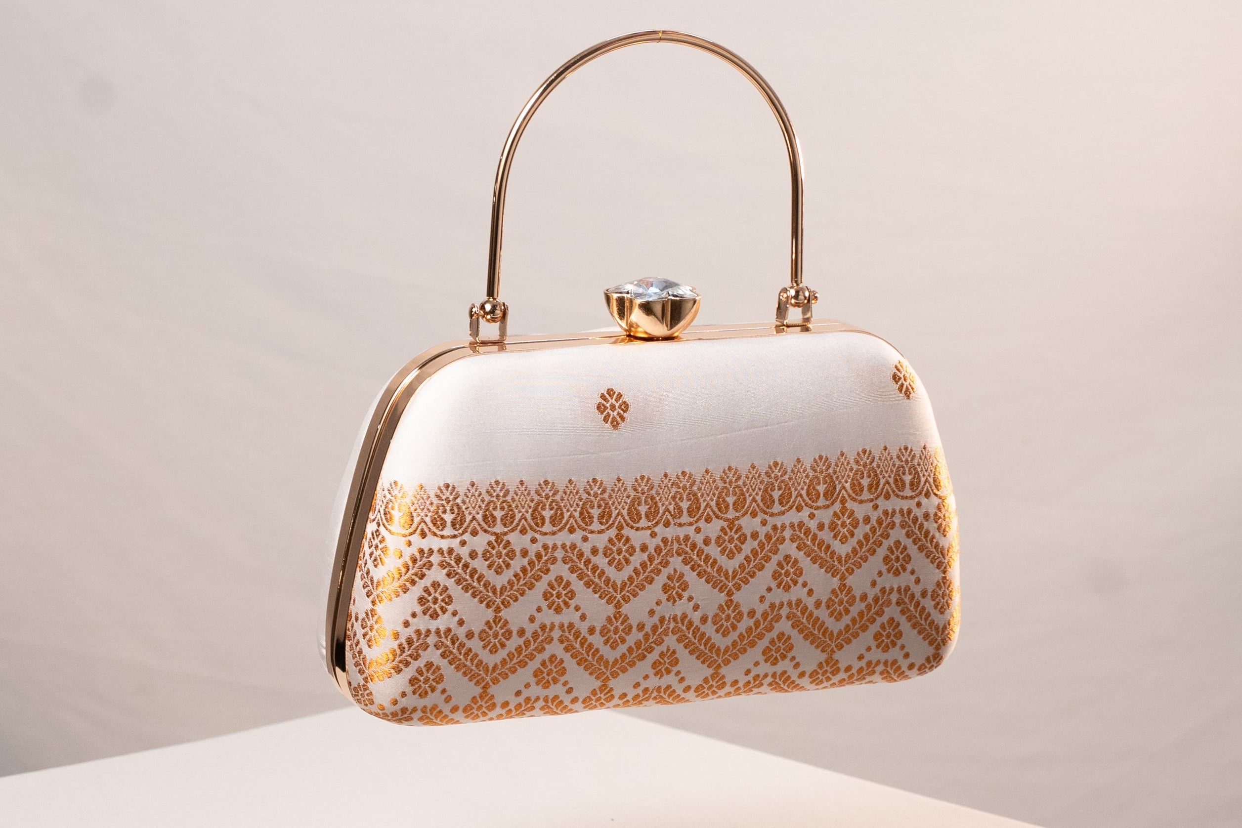 Ivory and Golden Mekhela Purse