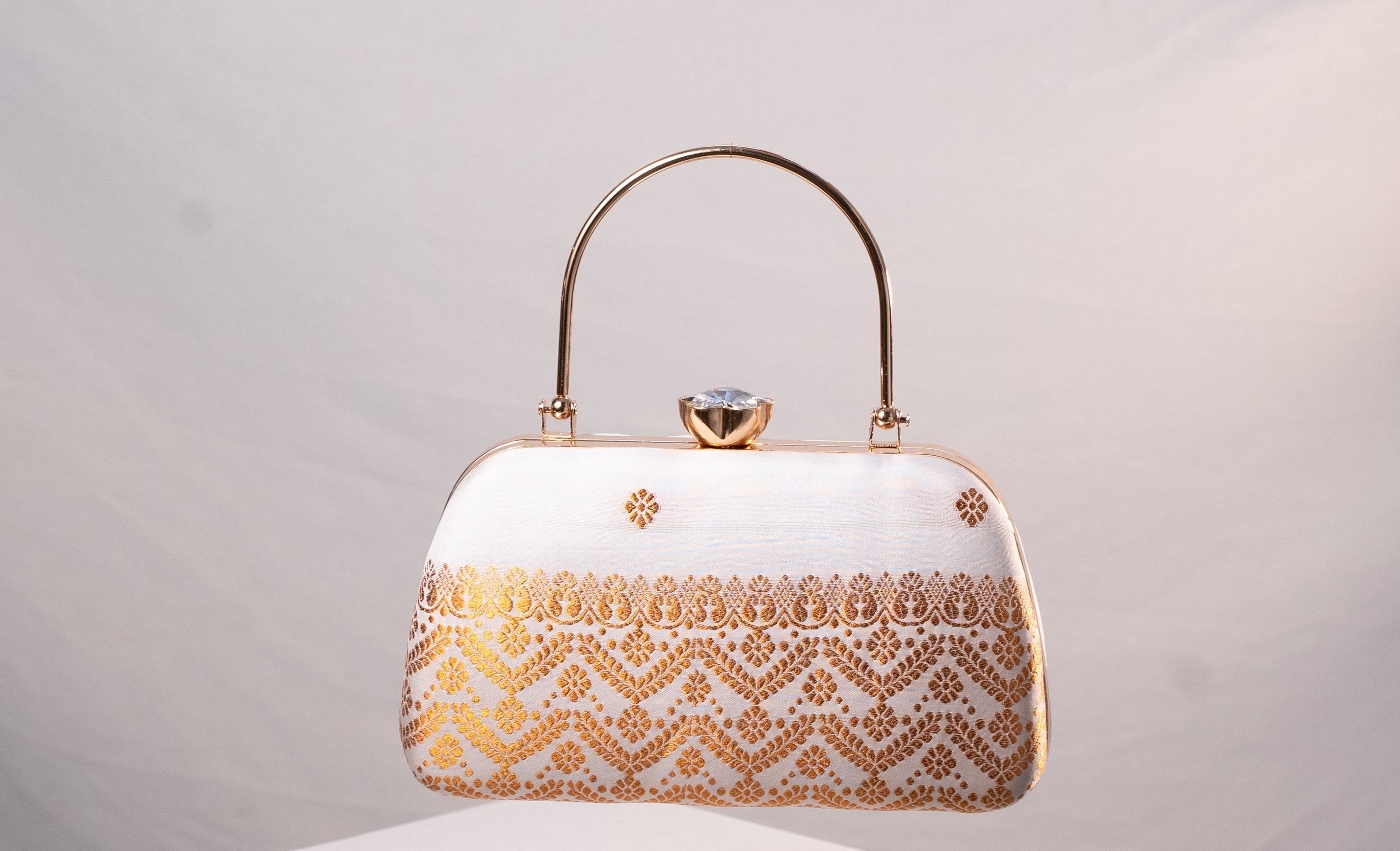 Ivory and Golden Mekhela Purse