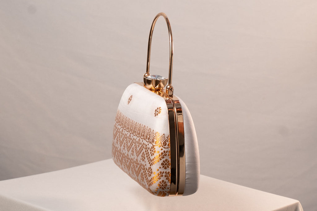 Ivory and Golden Mekhela Purse