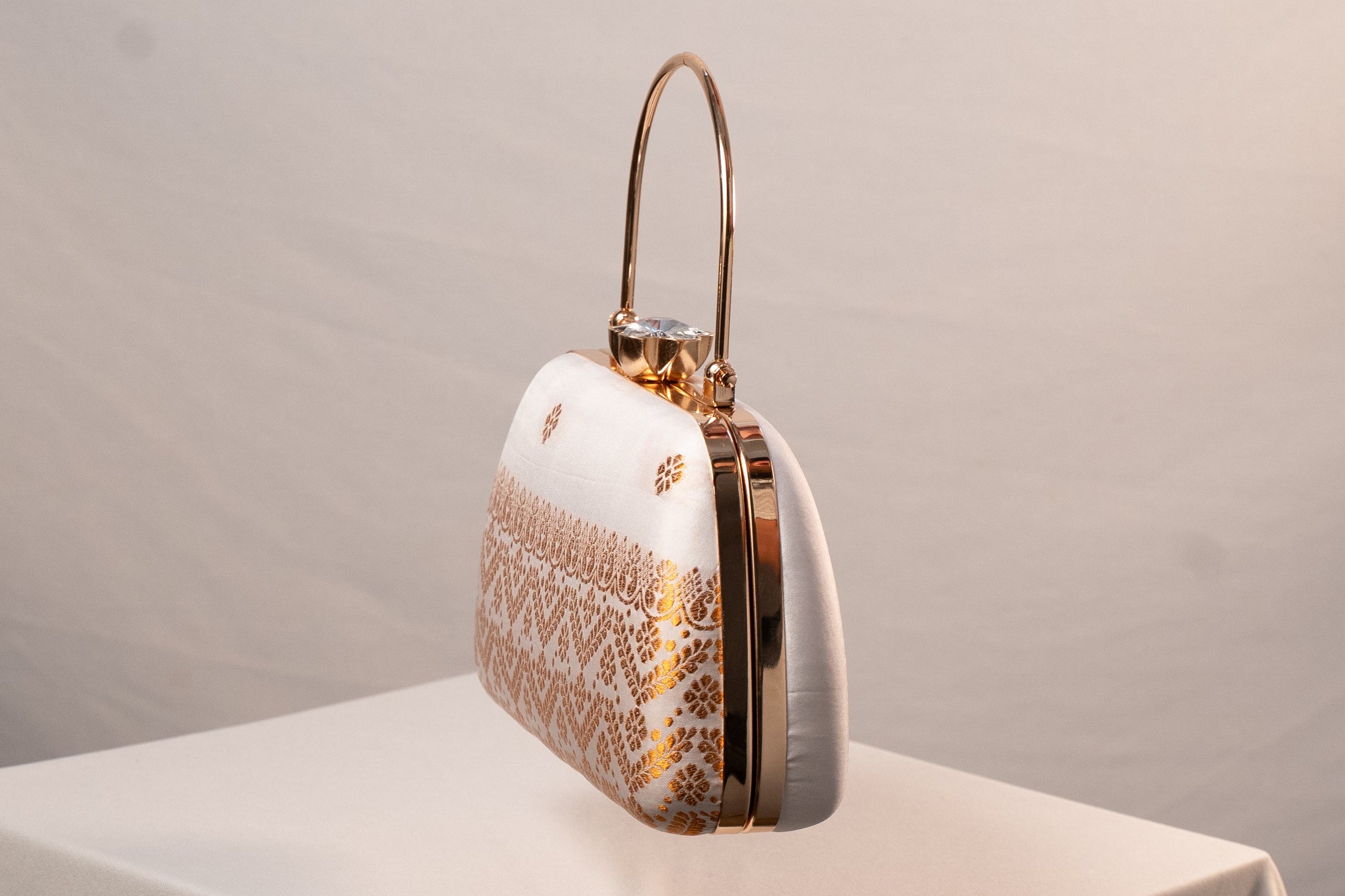 Ivory and Golden Mekhela Purse